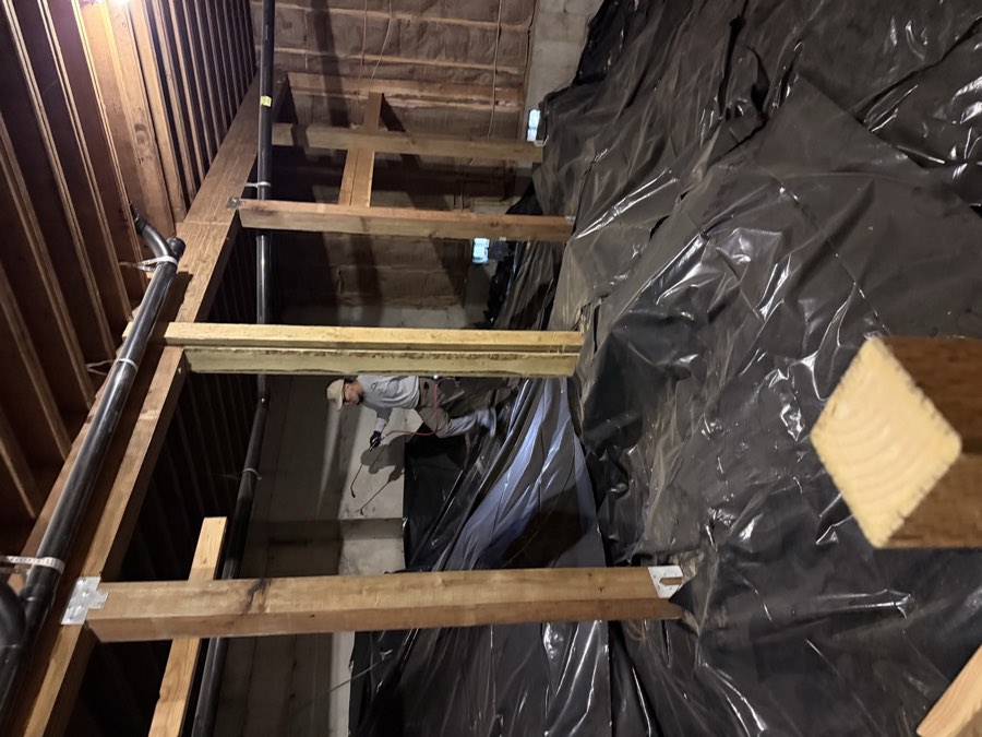 Technician performing accessible crawlspace pest service
